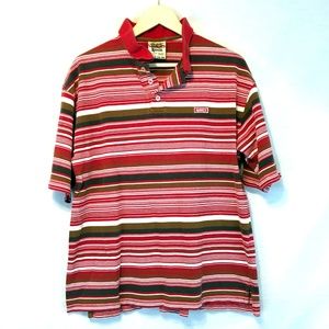 Mens Avirex Red Striped Polo